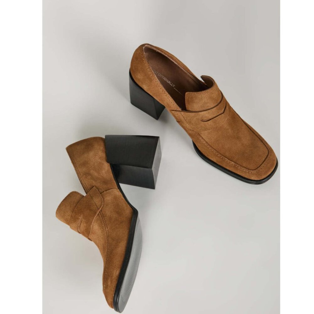 NEW Intentionally Blank Missy Suede Penny Loafer Heels EU Size 39